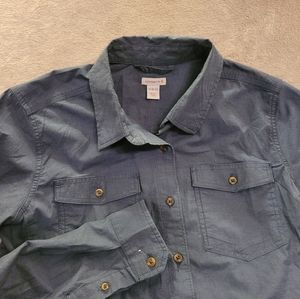 Carhartt Mens Size M Blue Button Down Long Sleeve Work Shirt Pocket Original Fit